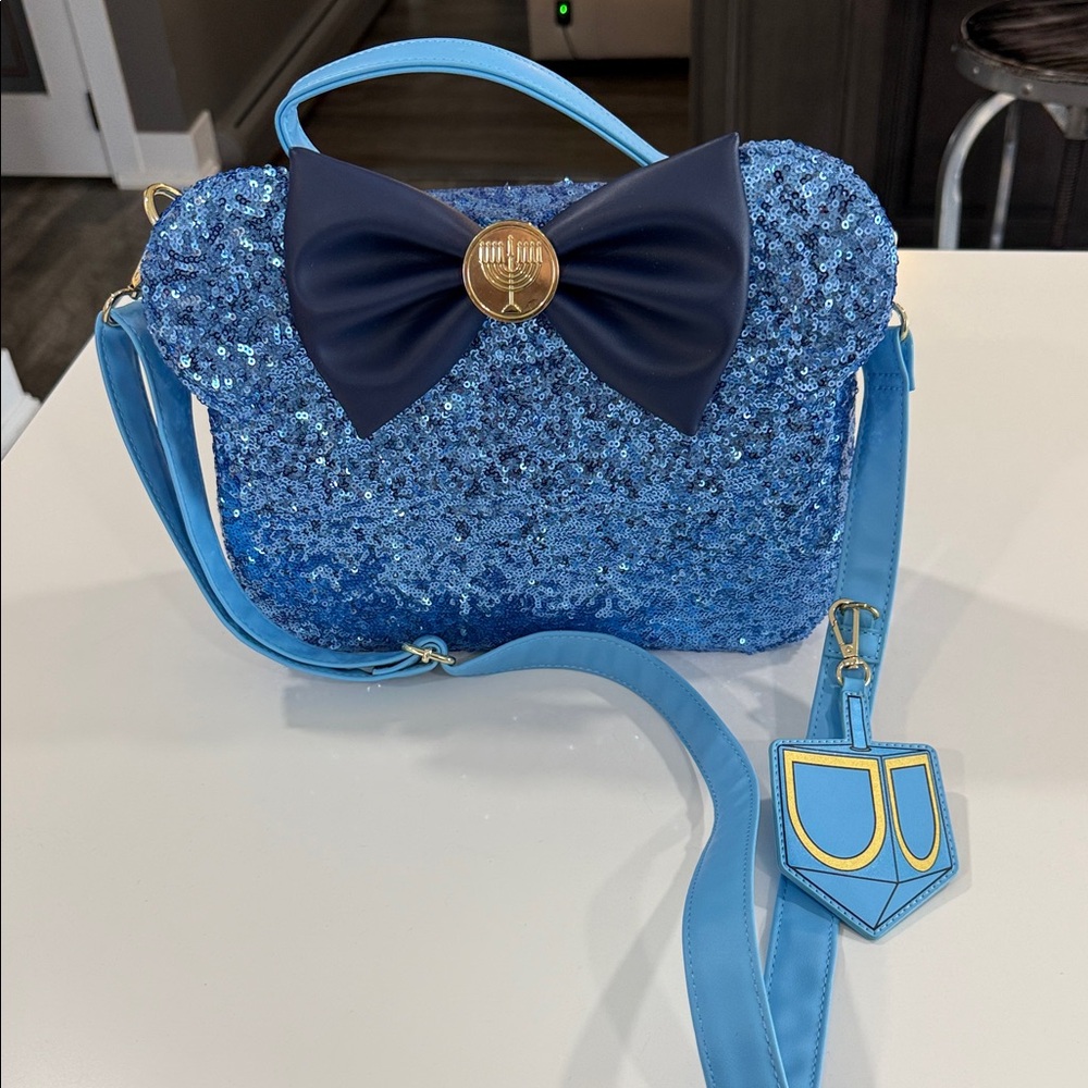 Disney loungefly Blue Sequin Handbag with Gold Accents